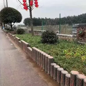 水泥实心圆木桩钢筋混凝土预制仿松木桩五连排仿树皮挡土桩路缘石