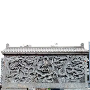 寺庙祠堂用青石九龙照壁,石雕九龙壁厂家大量定制,天然青石耐风化