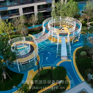 户外不锈钢滑梯 公园组合秋千 传声筒 景区儿童攀爬网 无动力乐园设施