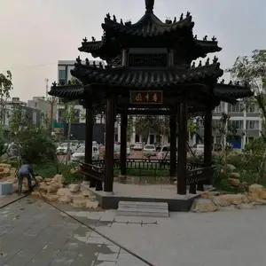 盐城凉亭出售 盐城防腐木凉亭 碳化木六角凉亭 仿古六角凉亭可来图定制