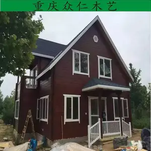 忠县实木乡村传统木房子 菠萝格现代别墅设计 众仁木艺