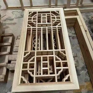厂家直供仿古实木门窗 中式格栅花窗定制 工程批量供货