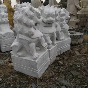石头狮子定做厂家 门口小型雕刻石狮摆件墓地
