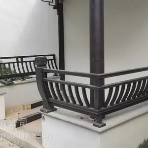 定制铝合金美人靠栏杆仿古铝窗花铝护栏吴王木纹装饰凉亭连廊型材