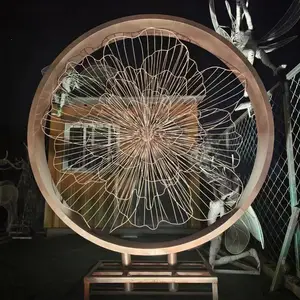 不锈钢镂空花朵雕塑 不锈钢花朵圆环雕塑 不锈钢镜面圆环雕塑