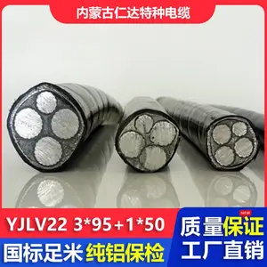 仁达电缆 国标电线 YJV22 0.6/1KV 低压电力电缆 铝芯线 3*95+1*50mm²