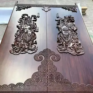四合院80厚菠萝格庭院门 四合院实木花窗来图定制 仿古门窗按图施工