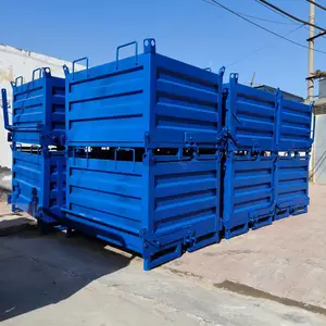 金属自卸周转箱重型废料收集箱铁屑铁削叉车工业箱重型自卸铁屑箱金属周转箱工业加厚废料铁框车间物料***箱