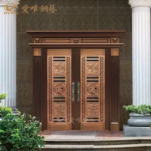 厂家代定制简约铜门 氟碳漆烘烤焊接花件高端公寓