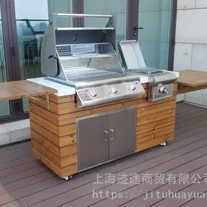加拿大“拿破仑”碳化木户外烧烤台整体厨房 别墅庭院烧烤台 户外烧烤台图片,美式户外烧烤台庭院,户外烧