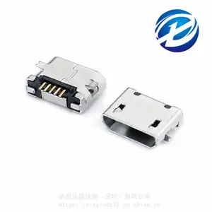 MICRO 5P全贴片母座 板上两脚贴板SMT 有柱 直边 加焊脚