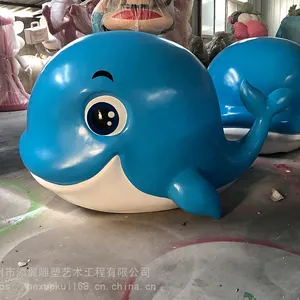 探秘神奇的世界景观海底动物海豚雕像玻璃钢蓝鲸雕塑景观海底动物海豚雕塑