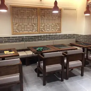 大理石台面实木框架方形胡桃色餐饮餐桌