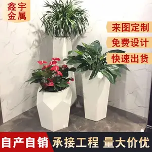 定制不锈钢异形组合花盆 商场酒店户外金属组合花钵