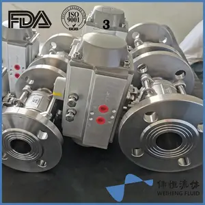 伟恒流体卫生级不锈钢气动三片式法兰球阀全包法兰球阀Q41F