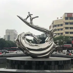 深圳商业广场中心镜面水景不锈钢浪花雕塑厂家报价