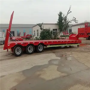 平板半挂车 鸿盛业骏 HP872 13米3桥抽拉低平板半挂车