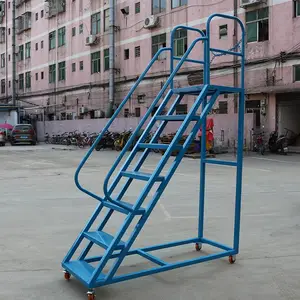 仓库登高车移动平台梯库房货架登高梯静音轮货架梯子取货凳