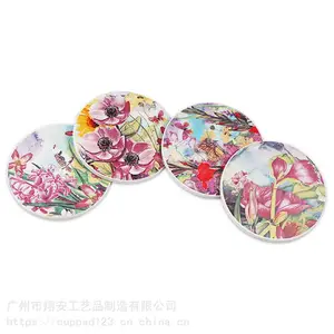 厂家直销吸水陶瓷杯垫烤花工艺 防滑隔热杯垫礼品套装餐垫定制