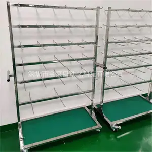 SMT料盘车不锈钢防静电双面料盘 废料盘周转车货架推车60挂封底盘