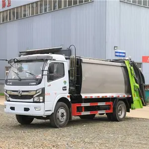 东风大多利卡9立方压缩垃圾车，尾部翻转架、三角斗、密封斗上料