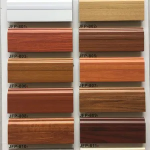 佛山pvc踢脚线隐钉仿实木地脚线墙角线塑料地脚线木纹灰色白色8cm