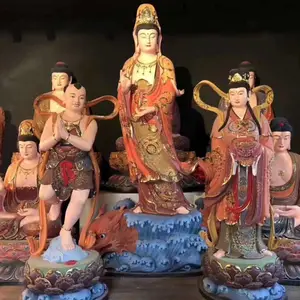 彩绘观自在佛像，彩绘观音娘娘菩萨，观音殿***观音菩萨