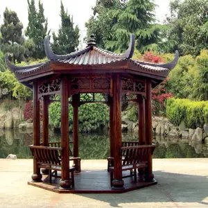 供应兰州碳化木六角亭,四角亭-正山防腐木景观