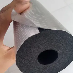 贴铝箔橡塑保温管带铝箔橡塑保温板自粘铝箔屋顶隔热棉管道隔音棉