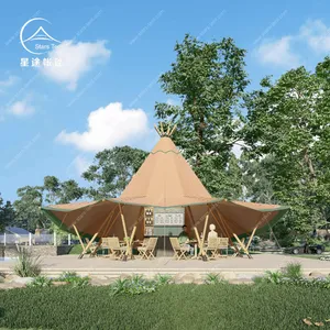 金字塔实木户外帐篷 轻奢印第安tipi帐蓬 大型咖啡厅露营晚会tent