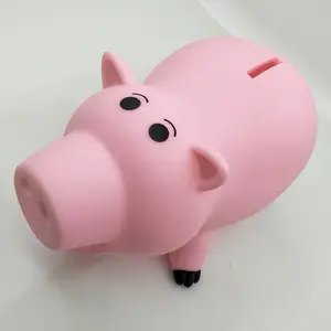 香肠猪存钱罐软PVC粉红搪胶玩具猪仔零钱罐现模可售深圳厂家直销