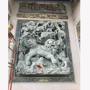 祠堂狮象石材浮雕 宗祠门面浮雕设计 厂家批发