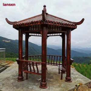 防腐木凉亭 六角凉亭 仿古六角亭 景观凉亭定制