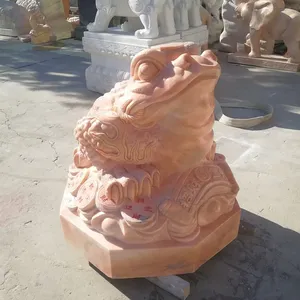 石雕金蟾晚霞红三足蟾蜍水池喷水动物雕塑景观装饰喷泉摆件