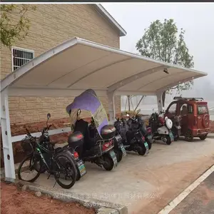 单位学校员工户外阳光板遮阳雨棚电动车充电桩膜结构停车棚