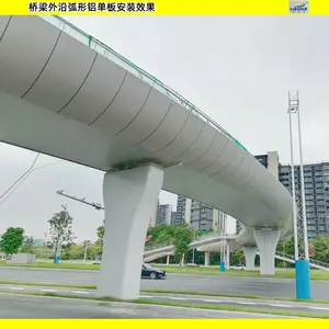 人行桥梁铝单板 人行过道桥梁柱子铝板安装货源直供