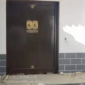 成都铜泡钉大门/贴铜皮大门/狮头环大板门
