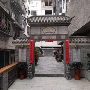 厂家承接村庄牌楼大理石石牌坊 芝麻白门楼 大型户外园林雕塑