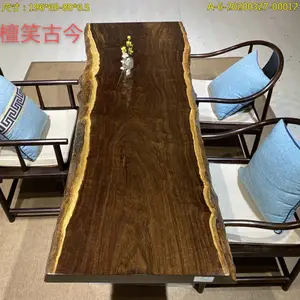檀笑古今 巴花 黑檀茶桌厂家 黑檀大板