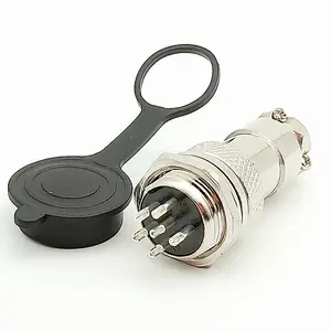 GX16 6芯带防尘盖航空插座连接器 M16-6PIN常规航空插头