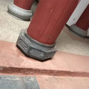 六角石雕柱墩 古建园林建筑柱础石 花岗岩柱脚石 莲花柱座