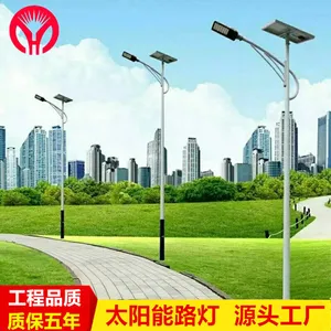 户外道路照明6 8米LED灯 锂电感应新农村市政带杆太阳能灯路灯
