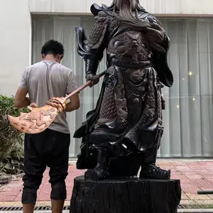 乌木大型武财神关公关帝庙闽侯根雕手工雕刻***守财