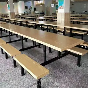 山东家具厂家供应 学校食堂桌椅 连体桌椅 一桌四座桌椅组合 定做