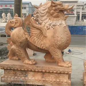 石雕貔貅酒店******家用门口摆件***晚霞红瑞兽守财动物雕塑