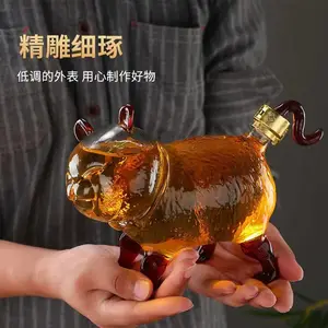河间华企十二生肖酒瓶小猫造型酒瓶工艺酒瓶高硼硅玻璃酒瓶高档酒瓶750ml