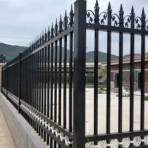 小区围墙铁栅栏@黑色弯头小区围墙铁栅栏@方管小区围墙铁栅栏