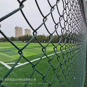 绿色篮球场护栏网体育场勾花网足球围栏杆户外包胶铁丝网操场护栏