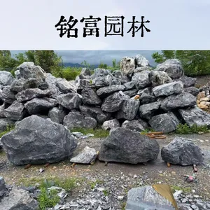 广 东黑山石产地直供 大型景观置石 假山垒墙野山石可加工