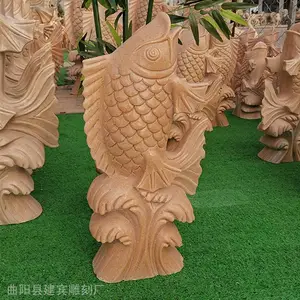 大理石石头鲤鱼石雕工厂供应喷吐水鱼石雕多图及价格